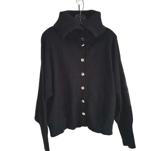 ZARA Women's Black Gold Button-Up Cardigan with High Neck - XL - Picture 1 of 8